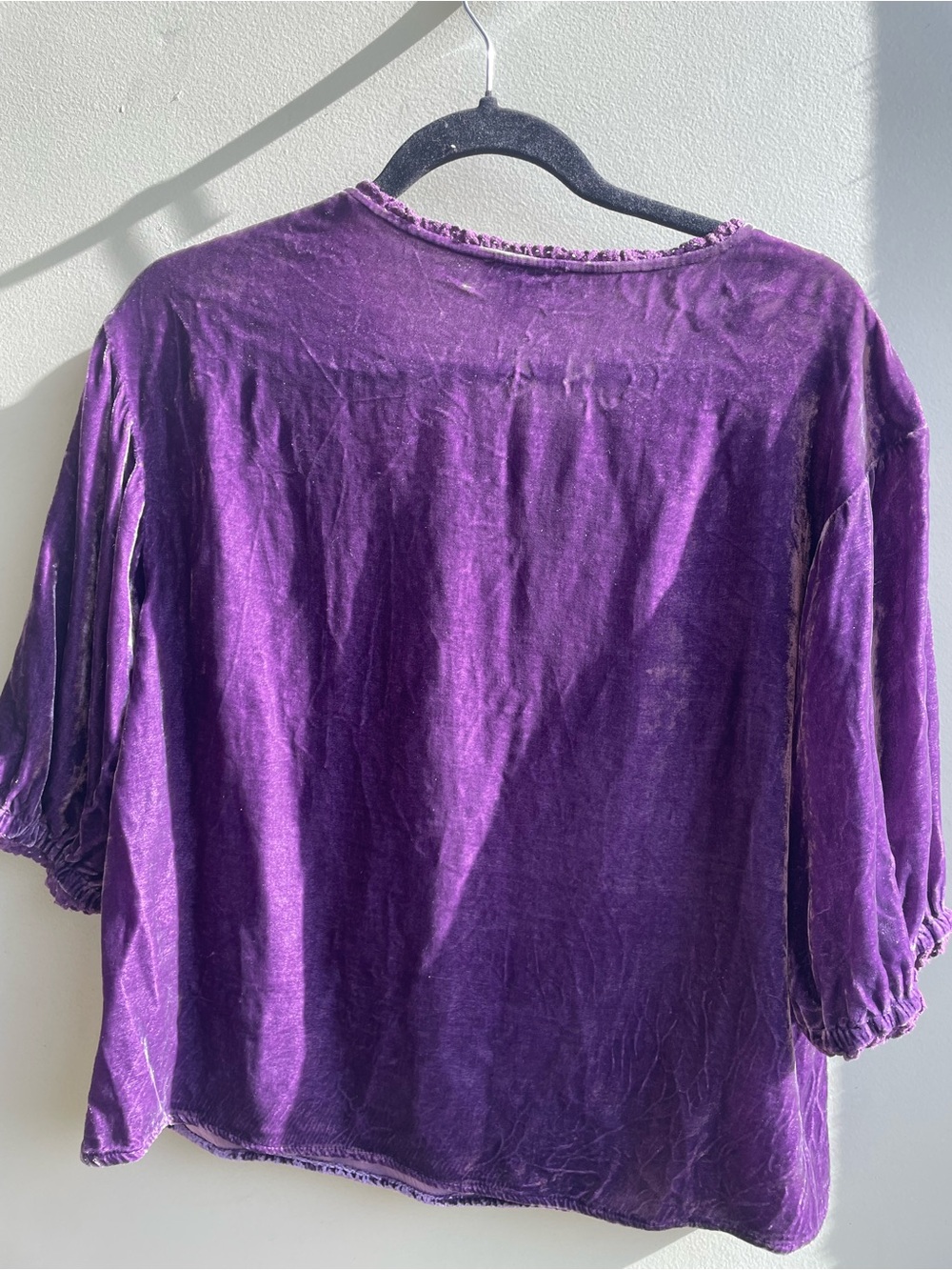 Sundance Purple Velvet Embroidered Alarie Women’s Top Boho Size Medium - Picture 6 of 16
